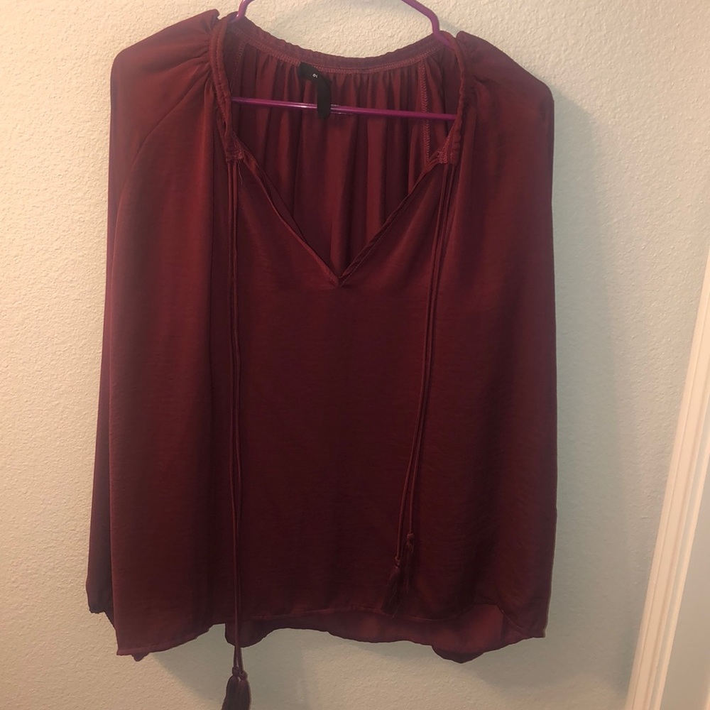 Maroon long sleeve loose blouse